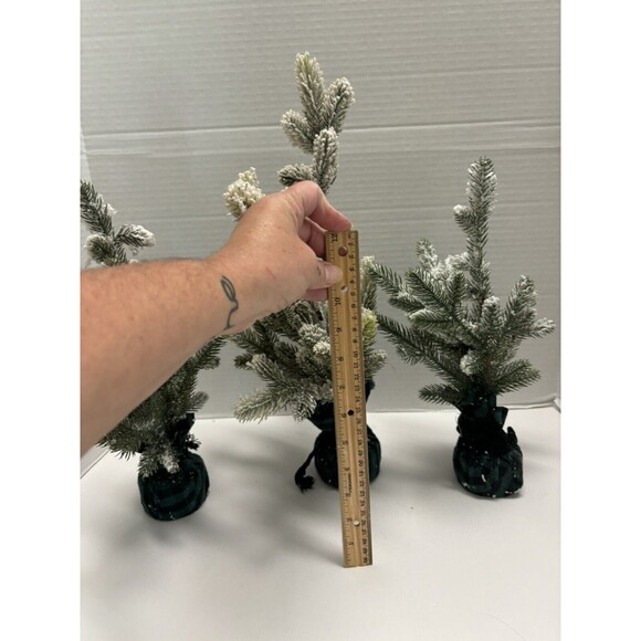 Lot of 3 Trees in Green & Black Buffalo Plaid Cloth wrapped Base - Picture 3 of 5